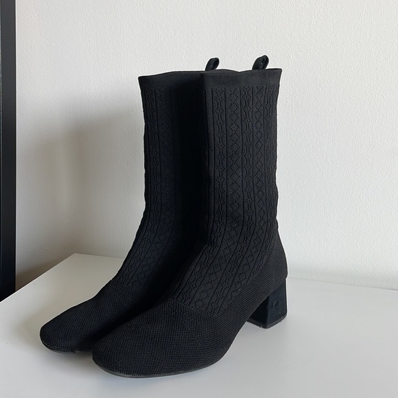 Black Sock boots 2 inch heel | L’intervalle - Picture 2 of 5